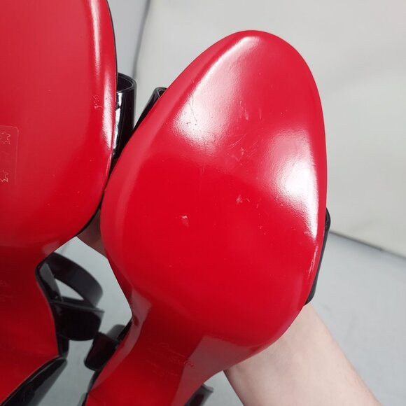 CHRISTIAN LOUBOUTIN Miss Sabina Black Ankle Strap Block Heel Sandal - Picture 8 of 12